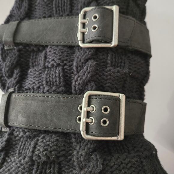 Ugg 1007691 Cassidee Tall Black Suede and Knit Double Buckle Boots - US 9 EU 40 - Picture 5 of 10